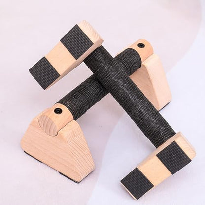 2 PCS Wooden Parallettes Bars, Wood Pushup Bars Non-Slip Base Exercise Home Workout Equipment, 20CM Supports Aerobics and Upper Body Strength Training for Men and Women