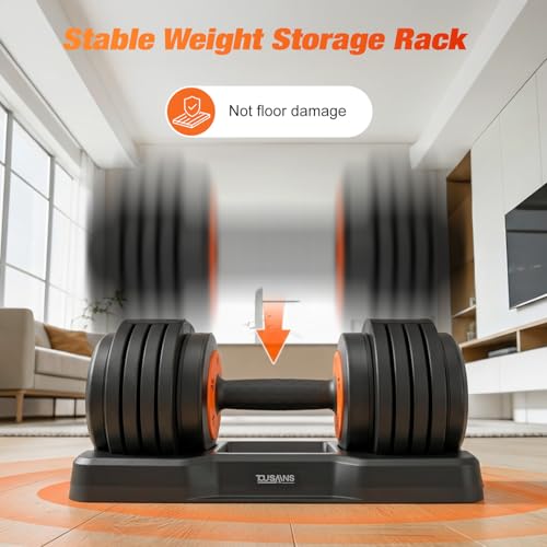 TOUSAINS Adjustable Dumbbells MX55, 5 in 1 Free Weights 5-52.5 lbs Pair, 1-Second Fast Adjustment with Anti-Slip Metal Handle, Compact Home Gym Equipment for Men Women Strength Training