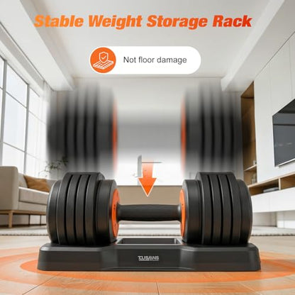 TOUSAINS Adjustable Dumbbells MX55, 5 in 1 Free Weights 5-52.5 lbs Pair, 1-Second Fast Adjustment with Anti-Slip Metal Handle, Compact Home Gym Equipment for Men Women Strength Training