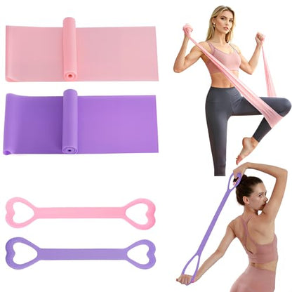 Resistance Bands, Figure 8 Resistance Band, 4 Pack - Latex-Free Exercise Bands for Home Gym, Strength Training & Physical Therapy | Yoga, Pilates, Glute Workouts | Portable Elastic Bands