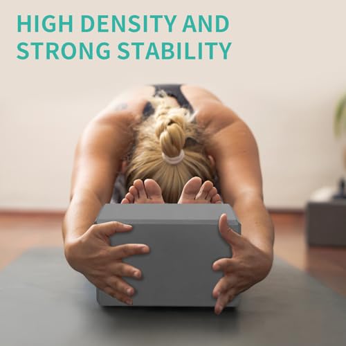 Yoga Blocks 4 Pack - EVA Foam Blocks for Pilates Workout, Stretching, Meditation - Yoga Block for Flexibility, Balance, Spine Strength, Non-slip and Lightweight Exercise Blocks