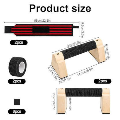 Wooden Push Up Bars, Parallettes Bars for Calisthenics Strength Training, Non-Slip Base Exercise Home Outdoor Calisthenics Equipment for Men
