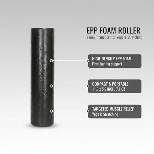 EPP Foam Roller, High-Density Firm Support for Yoga and Stretching, Compact 11.8 x 5.9 Inch Design (1 PC)