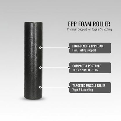 EPP Foam Roller, High-Density Firm Support for Yoga and Stretching, Compact 11.8 x 5.9 Inch Design (1 PC)