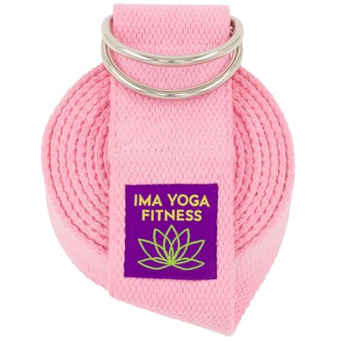 Adaptive Yoga Strap, Stretching Strap, 2 Inches Wide, 100% Naturally Soft Cotton, Steel D-Rings, Includes Natural Cotton Drawstring Storage Pouch and Instructional E-Book
