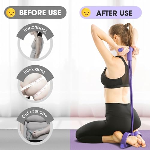 Multifunctional 6 Tube Elastic Yoga Resistance Bands for Waist Arm Leg Stretching, Affordable Training Aid, Latest Upgrade Sit Up Exercise Equipment for Women Men (Purple) - color: Purple;