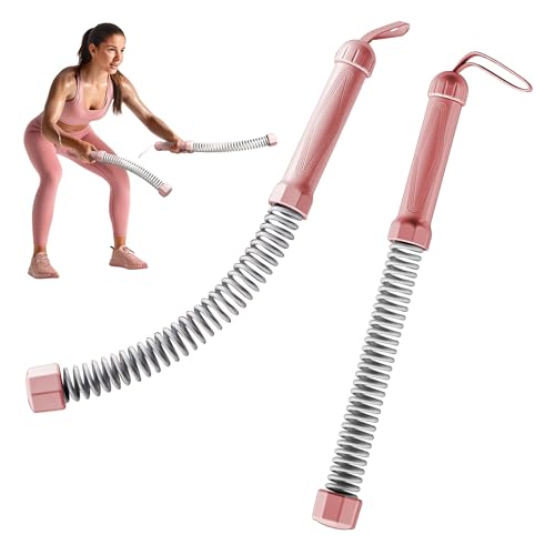 2PCS Weighted Ropeless Battle Ropes, 3.5 lbs in total, Heavy Duty Workout Rope for Home Gym with Training Poster, Portable Workout Rope for Strength Training, HIIT, Cardio, Non-Slip Grip, Fitness Equipment for Men & Women - color: Pink
