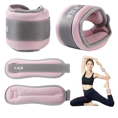 Ankle Weights for Women & Kids - 0.5LB/1LB Each Wrist/Ankle Weight Pair (1LB/2LB Total) Adjustable Arm/Leg Weights for Walking, Running, Pilates, Home Workout with Comfortable Straps (Pink) - size: 1 lbs Pair (0.5lbs Each)