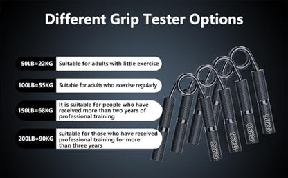 Grip Strength Trainer 4 Pack,50LB-200LB Hand Exerciser Gripper Forearm Finger Strengthener Non-Slip Suitable for Hand Rehabilitation Finger Strength Training, Muscle Building, Home Gym - color: Black,4Pack,50-200LB