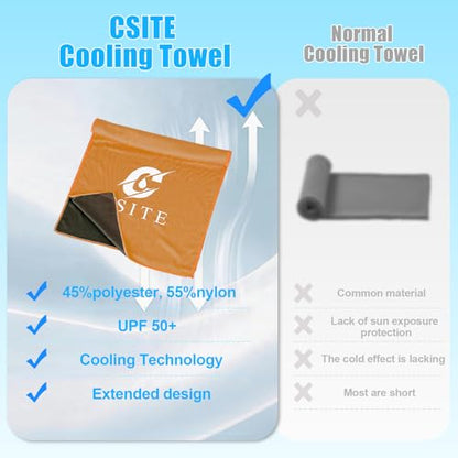 Cooling Towels (47"x12") for Neck and Face, Ice Towel for Hot Weather, Soft Breathable Chilly Gym Towels, Microfiber Towel for Work Out, Yoga, Running, Camping & More Activities（Orange）