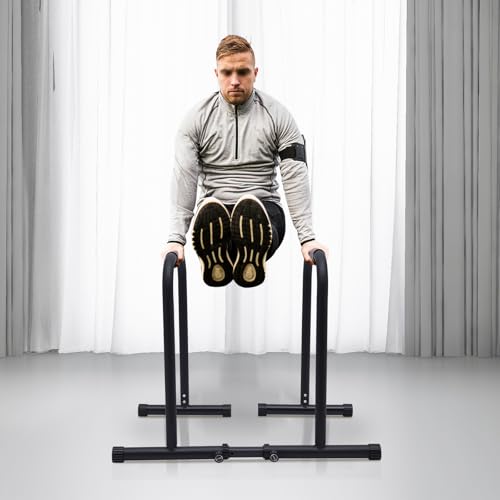 Dip Stand Station, 440 Lbs Load Capacity Heavy Duty Dip Bars, Height Adjustable Workout Equipment, Multifunctional Fitness Parallel Bars for Home, Gym, Stadium, Physical Training