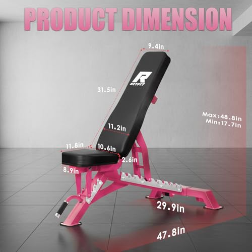 RitFit Adjustable/Foldable Utility Weight Bench for Home Gym - color: PINK