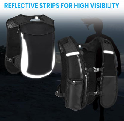 Hydration Backpack with 2L Water Bladder, Lightweight Running Vest for Women Men, Adjustable Straps, Multi-Pocket Water backpack, Breathable Running Vest for Hiking, Cycling, Climbing, Camping, Biking