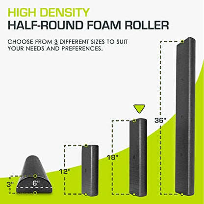 ProsourceFit High Density Foam Rollers - inches long. Firm Full Body Athletic Massager for Back Stretching, Yoga, Pilates, Post Workout Trigger Point Release - color: Black