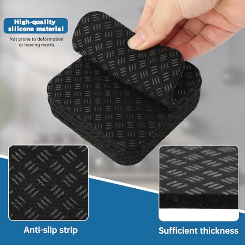 6PCS Treadmill Mat Pads with Storage Bag,4" x 4" Double-Sided Non-Slip Exercise Equipment Mat,High Density Silicone Anti-Vibration Pads for Treadmill, Walking Pad, Exercise Bike