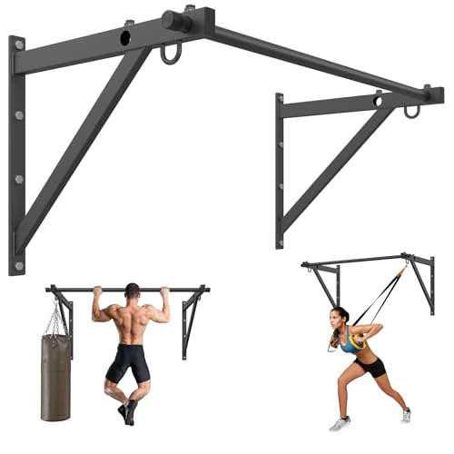 Wall Mounted Pull Up Bar, 51"/45" Chin Up Bar with 500LBS Capacity, Strength Training Pull-Up Bars |Joist Mounted |Reinforced Thick Metal Construction