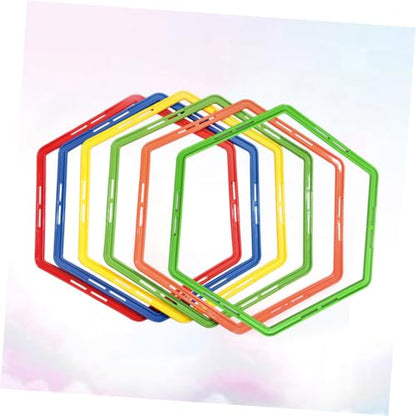 Sosoport 6pcs Soccer Agility Rings Training Set Adjustable Soccer Drill Equipment for Football Basketball Safe Random