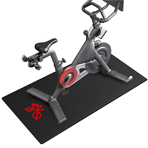 Bike Trainer Mat Compatible with Peloton Bike, for Treadmill & Row, THK 6mm, Under Mat Protect Hardwood Floor Carpet, Trainer Accessory for Indoor Stationary Exercise Bicycle - size: 30x60", style: Logo Style