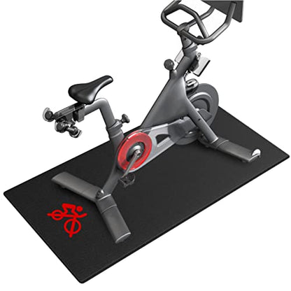 Bike Trainer Mat Compatible with Peloton Bike, for Treadmill & Row, THK 6mm, Under Mat Protect Hardwood Floor Carpet, Trainer Accessory for Indoor Stationary Exercise Bicycle - size: 30x60", style: Logo Style
