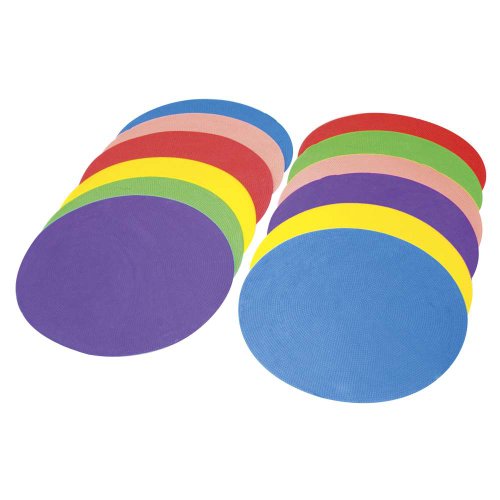 Power Systems Soft Agility Dots, 10 Inch Diameter Each, 12-Pack, Assorted Colors (30760)