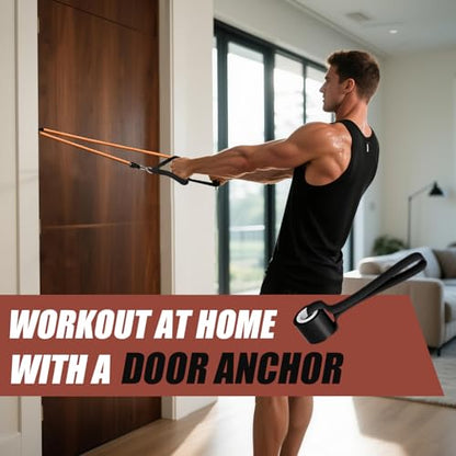 WHATAFIT Resistance Bands, Exercise Bands, Workout Bands with Handles, Door Anchor and Ankle Straps, 5 Resistance Levels Fitness Bands for Strength Training, Physical Therapy, and Home Gym Equipment