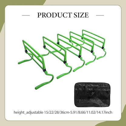5 Pieces Agility Hurdles Field Training Speed Training Hurdles Fitness Workout Equipment Obstacle Rack Adjustable Height Foldable PVC Suitable for, Green