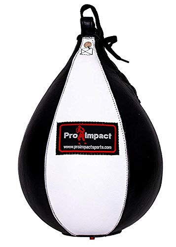 Leather Speed Bag – Rapid Rebound Pear-Shaped Punching Ball with Durable Latex Bladder for Boxing, MMA & Home Gym - color: White Black, size: M - 7"x10"