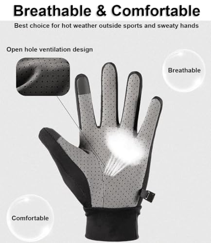 Full Finger UV Protection Gloves - Women & Men, Thin Fishing, Hiking, Cycling, Driving, Gym Gloves - color: Grey, size: Large