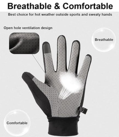 Full Finger UV Protection Gloves - Women & Men, Thin Fishing, Hiking, Cycling, Driving, Gym Gloves - color: Grey, size: Large