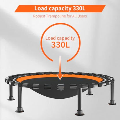 40"/48" Foldable Mini Trampoline Load 330lbs, Portable Exercise Rebounder with Durable Bungee Band, Fitness Trampoline for Adults and Kids