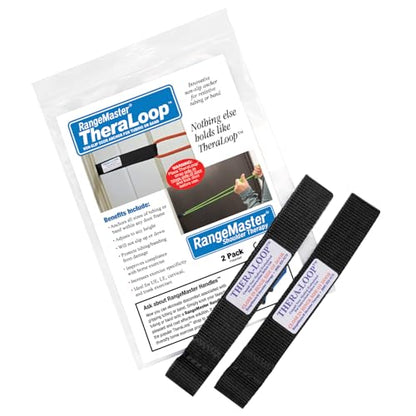 RangeMaster TheraLoop Door Anchor | Secure Non-Slip Resistance Band Anchor for Physical Therapy and Shoulder Recovery | Works with All Exercise Bands and Tubes | Adjustable Height | 2 Pack (Black)