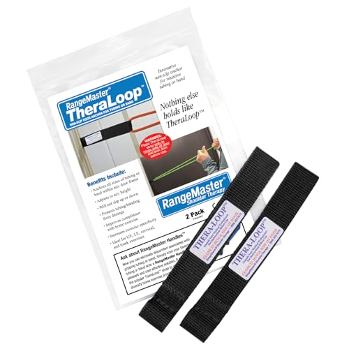 RangeMaster TheraLoop Door Anchor | Secure Non-Slip Resistance Band Anchor for Physical Therapy and Shoulder Recovery | Works with All Exercise Bands and Tubes | Adjustable Height | 2 Pack (Black)
