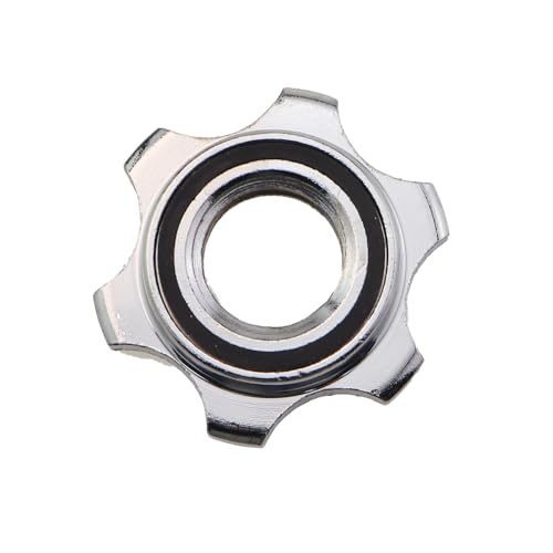 2PCS 25mm Hex Bar Bolt Silver Plated Iron Barbell Rotating Locking Ring Screws with Anti Slip Silent Washers Suitable for Weightlifting Training Equipment