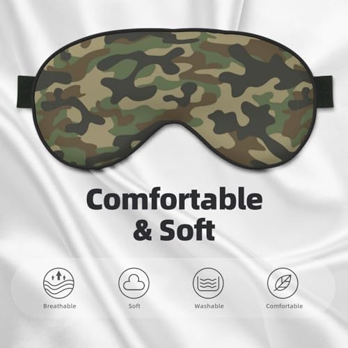 Green Camouflage Sleep Mask Eye Mask with Adjustable Strap Eye Sleep Shade Cover Blocks Light for Women Men Airplane Travel Nap - color: Green Camouflage