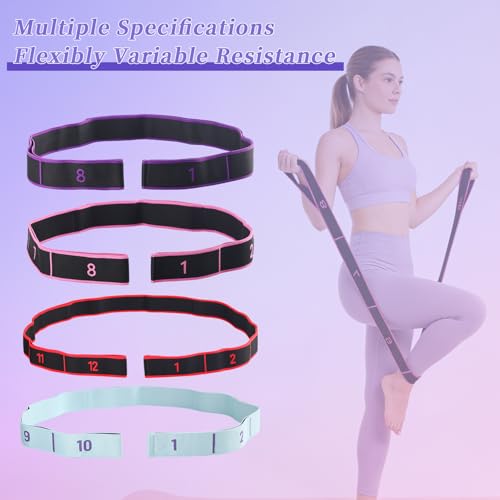 Numbered Resistance Bands Set - Workout Bands for Stretching & Yoga, Adjustable Elastic Exercise Loops - Leg Training Straps for Women & Seniors