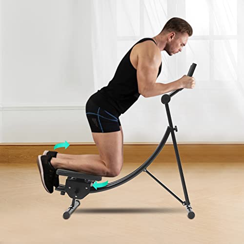 Ab Machine Abdominal Crunch Core Workout Equipment Foldable Exercise Ab Trainer Machine Coaster Abdominal/Core Fitness All Training Equipment Levels for Home & Gym - size: 41.33*15.74*43.3in Black Rotation Cushion