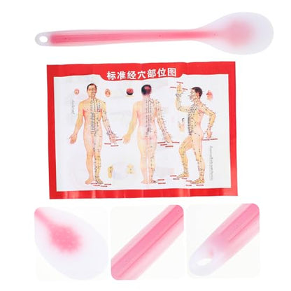 Silicone Meridian Pat Massage Tool Extended Body Care for Muscle Relaxation and Acupoint Grade Material Portable Whole Body Patting Stick with Meridian Chart