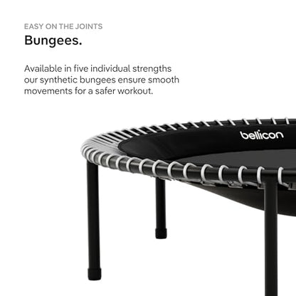 bellicon Mini Trampoline | Bungee Suspension up to 260 lbs | Indoor Fitness Rebounder for Adults | Folding Legs
