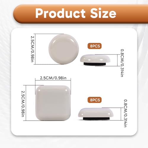16PCS Furniture Sliders for Tile Floors, Furniture Sliders for Carpet, 1 Inch Size for Hardwood Floors and Tile, Beige Moving Sliders for Easy Furniture Moving