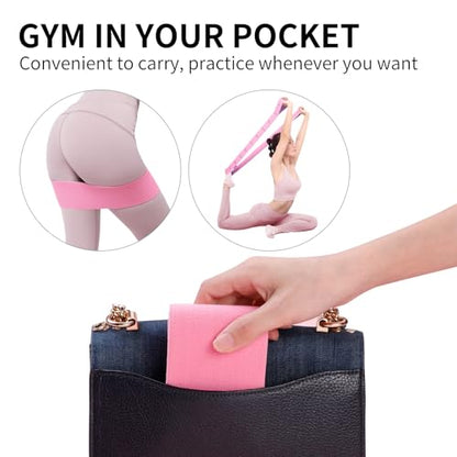 Glute Bands and Stretch Strap Set, Booty Band with 11 Loop Stretch Band for Women, Pilates, Yoga, Leg and Glute Workout, Flexibility Training and Home Exercise