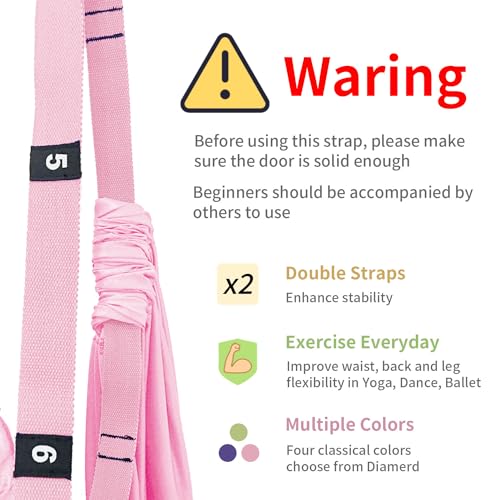 Leg Stretcher Strap, Adjustable Door Flexibility Trainer - color: Pink