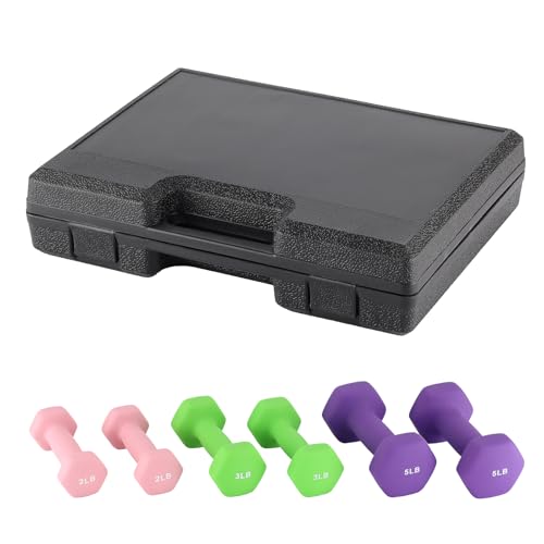 Neoprene Dumbbell Set for Women & Kids - Light Dumbbell Set (1/2/3, 2/3/5, 3/5/8, 5/10/15 LB) with Storage Plastic Case, Packed In Pairs, Set of Small Weights for Home, Living Room, Bedroom - size: 2+3+5 LBS