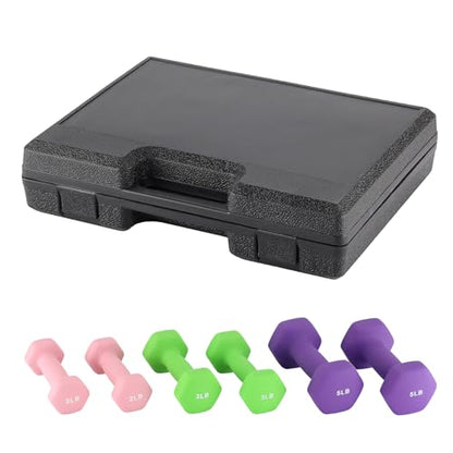 Neoprene Dumbbell Set for Women & Kids - Light Dumbbell Set (1/2/3, 2/3/5, 3/5/8, 5/10/15 LB) with Storage Plastic Case, Packed In Pairs, Set of Small Weights for Home, Living Room, Bedroom - size: 2+3+5 LBS