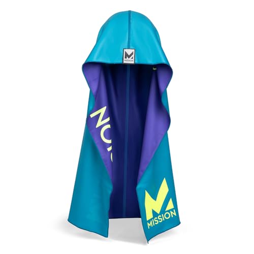 MISSION Reversible Cooling Hoodie Towel- Hood Towel, Cools Instantly When Wet, UPF 50 Sun Protection, Contours Your Head to Stay in Place, Great for Sports, Fitness, Gym (Teal Purple) - color: Teal Purple