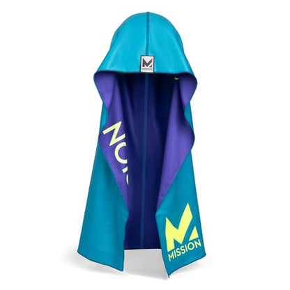 MISSION Reversible Cooling Hoodie Towel- Hood Towel, Cools Instantly When Wet, UPF 50 Sun Protection, Contours Your Head to Stay in Place, Great for Sports, Fitness, Gym (Teal Purple) - color: Teal Purple