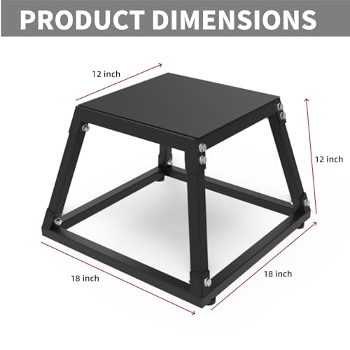 Plyo Box Jump Platforms, 12/18/24/30 Inch Single and Set Plyometric Jumping Box for Men and Women for Home Gym - color: Black-12"