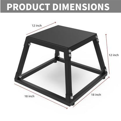 Plyo Box Jump Platforms, 12/18/24/30 Inch Single and Set Plyometric Jumping Box for Men and Women for Home Gym - color: Black-12"