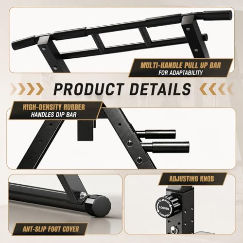 Pull Up Bar, Multifunction Power Tower Dip Bar Station Home Gym Strength Training Workout Equipment for Pull-up Push-up Dips