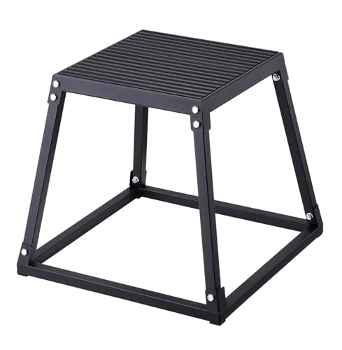 Plyometric Jump Box 18 Inch - Steel Plyo Box for Fitness, Agility Training - Anti-Slip Workout Platform for Home Gym - Strength & Conditioning - Black
