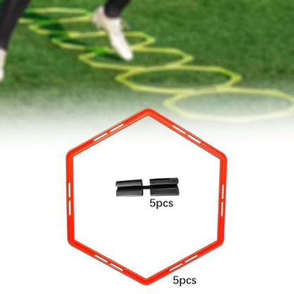 5pcs/ Hex Agility Ring Outdoor Exercise Ring Agility Footwork Training Ring Diameter 50cm - color: Orange